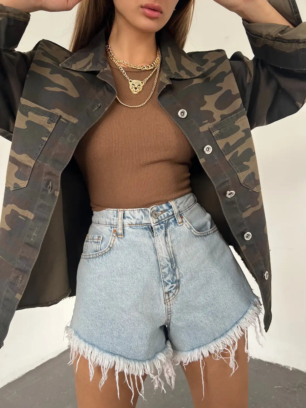 Çift Cepli Oversize Denim Gömlek Ceket - WEST CLUB