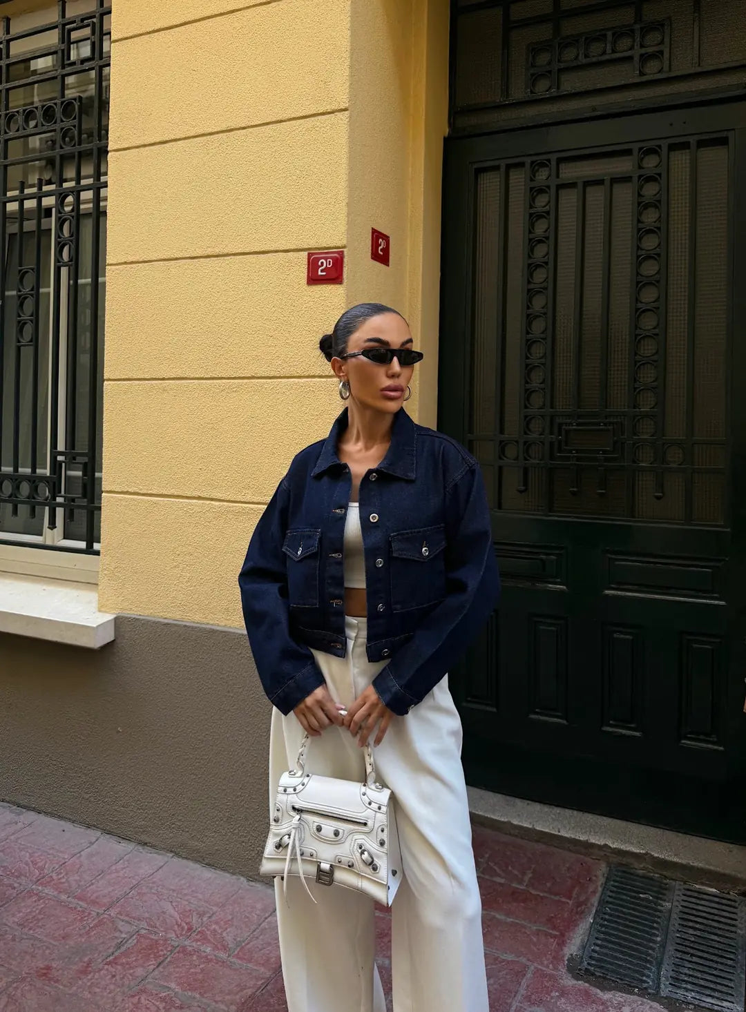 Çift Cep Denim Crop Ceket - WEST CLUB