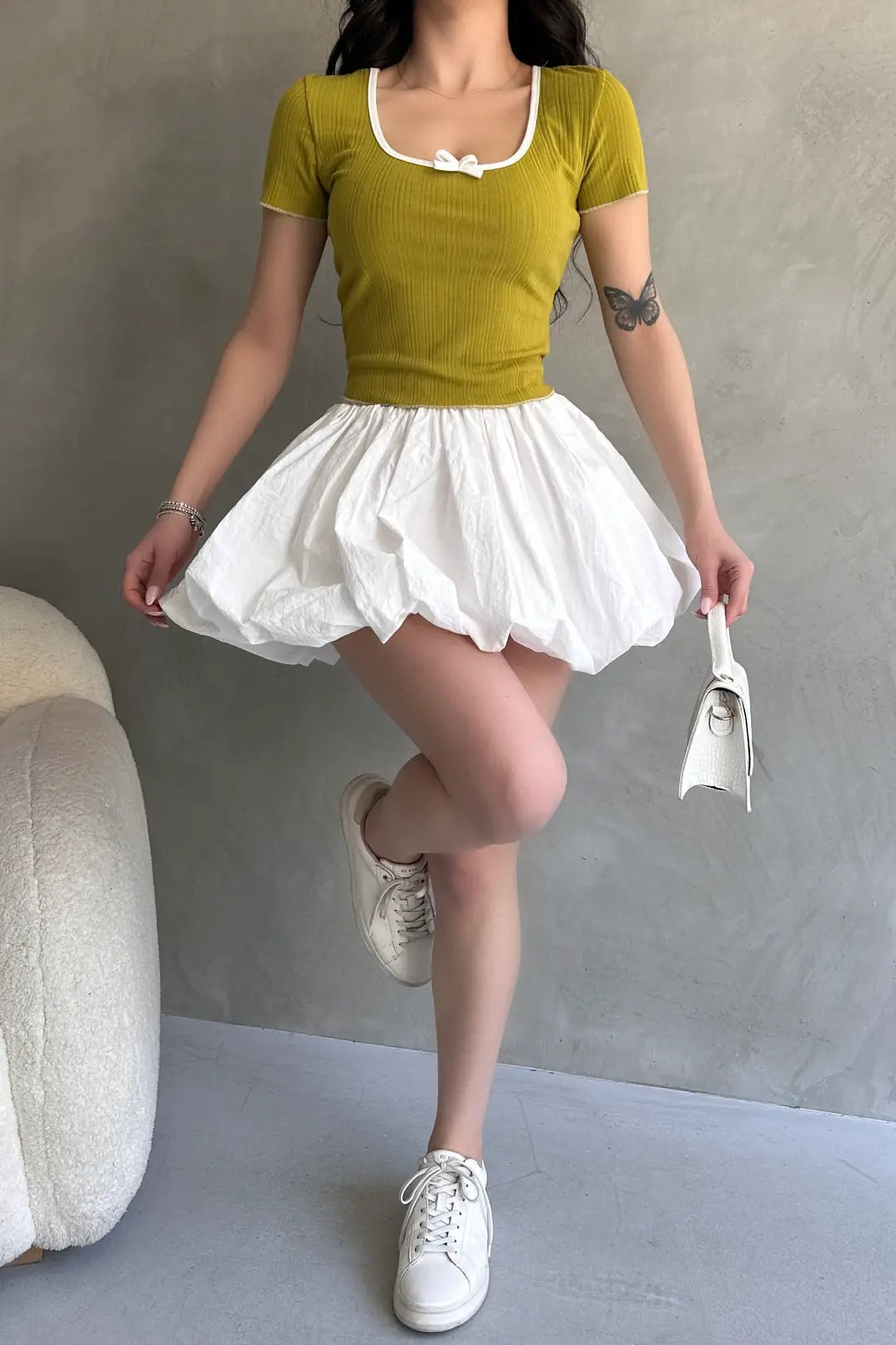 Havuz Yaka Biye Detaylı Crop Bluz - WEST CLUB
