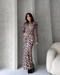 Sırt Dekolteli Leopar Desenli Elbise - WEST CLUB