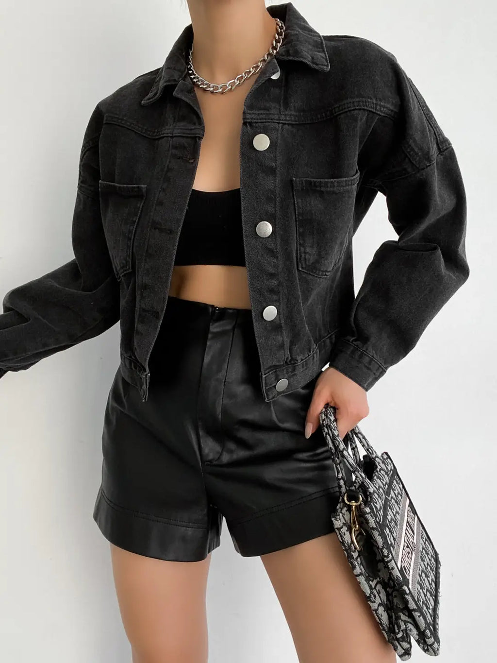 Çift Cepli Denim Crop Ceket - WEST CLUB