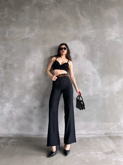 Beli Kemerli Keten Pantolon - WEST CLUB