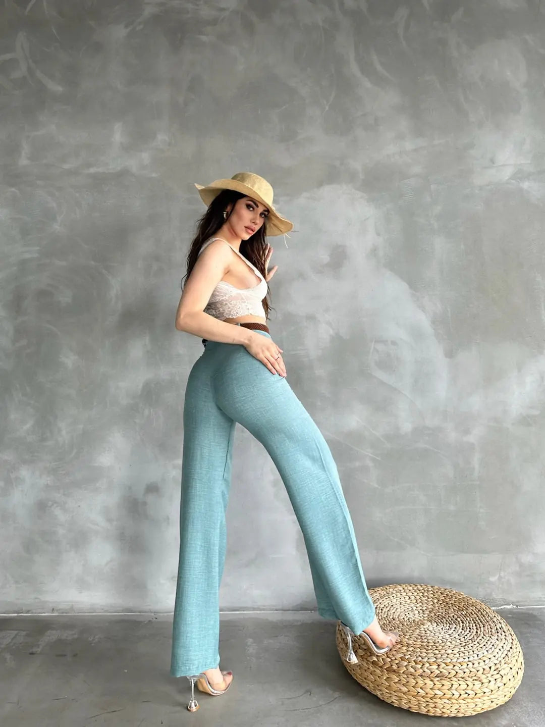 Beli Kemerli Keten Pantolon - WEST CLUB