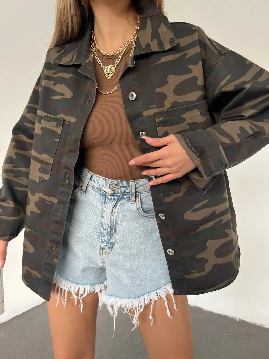 Çift Cepli Oversize Denim Gömlek Ceket - WEST CLUB