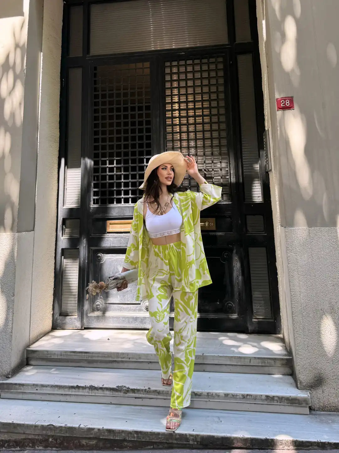 Desenli Kimono Ve Pantolon İkili Takım - WEST CLUB