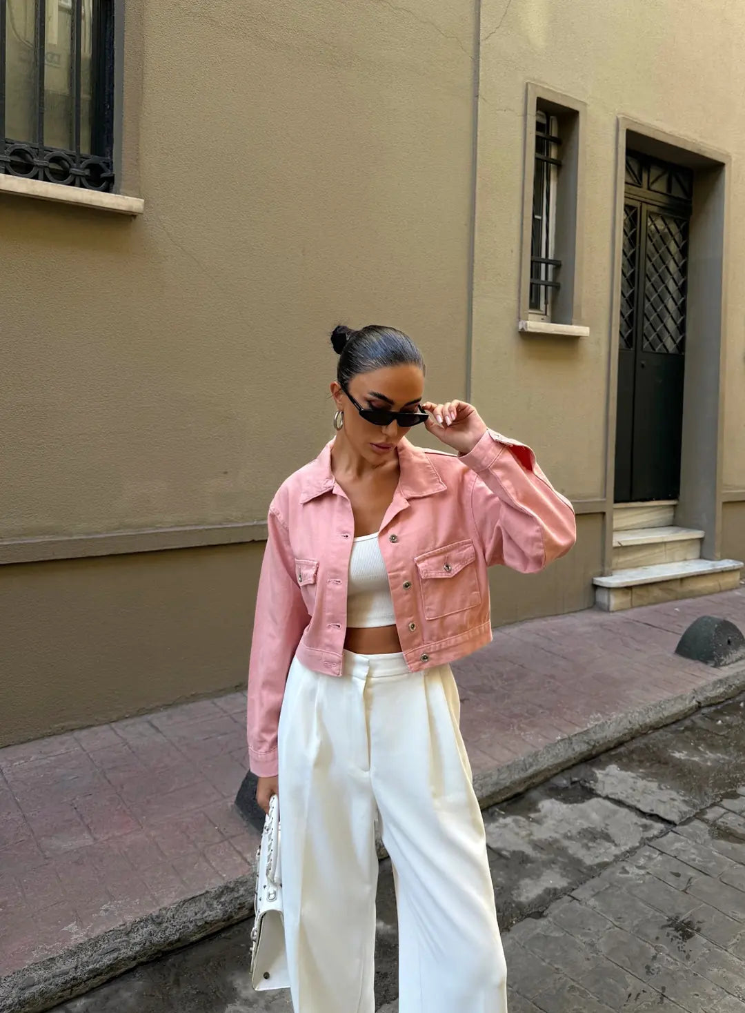 Çift Cep Denim Crop Ceket - WEST CLUB