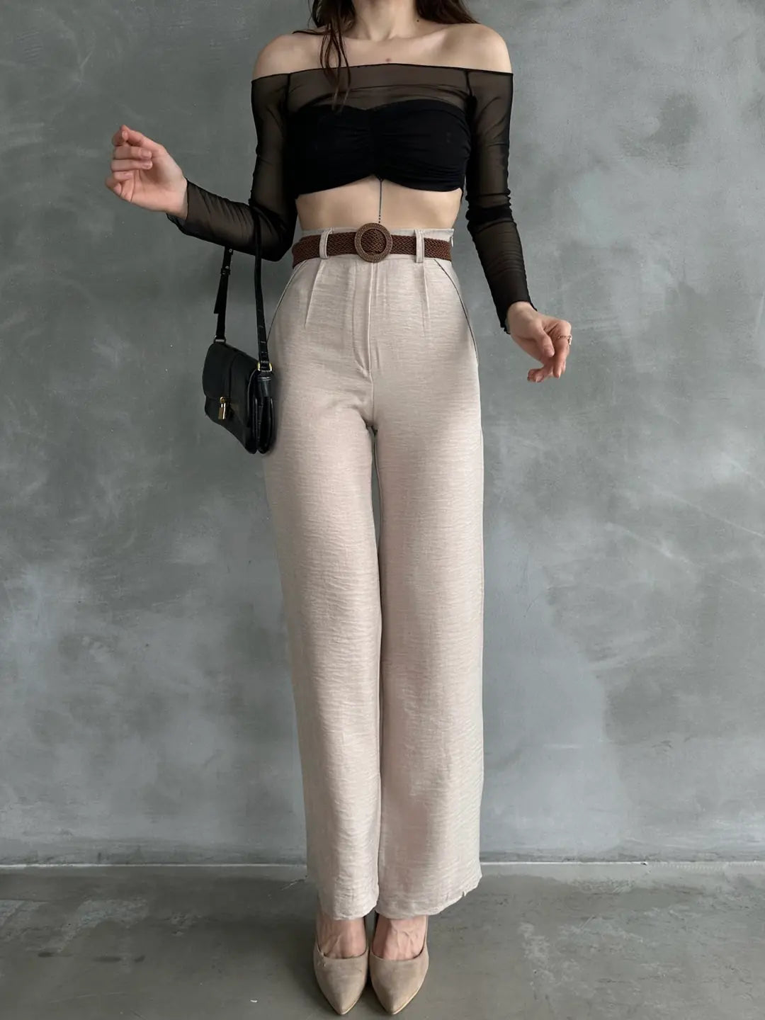 Beli Kemerli Keten Pantolon - WEST CLUB