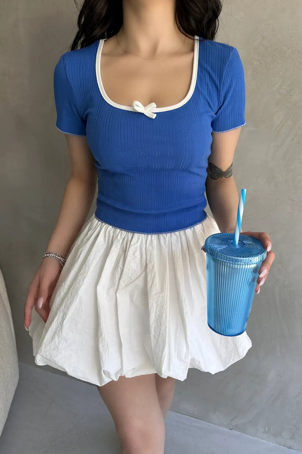 Havuz Yaka Biye Detaylı Crop Bluz - WEST CLUB