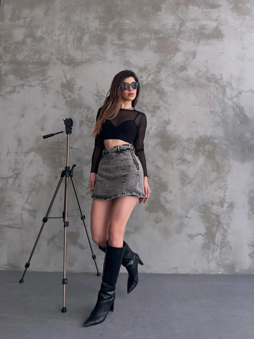 Yırtmaç Detaylı Denim Şort Etek - WEST CLUB