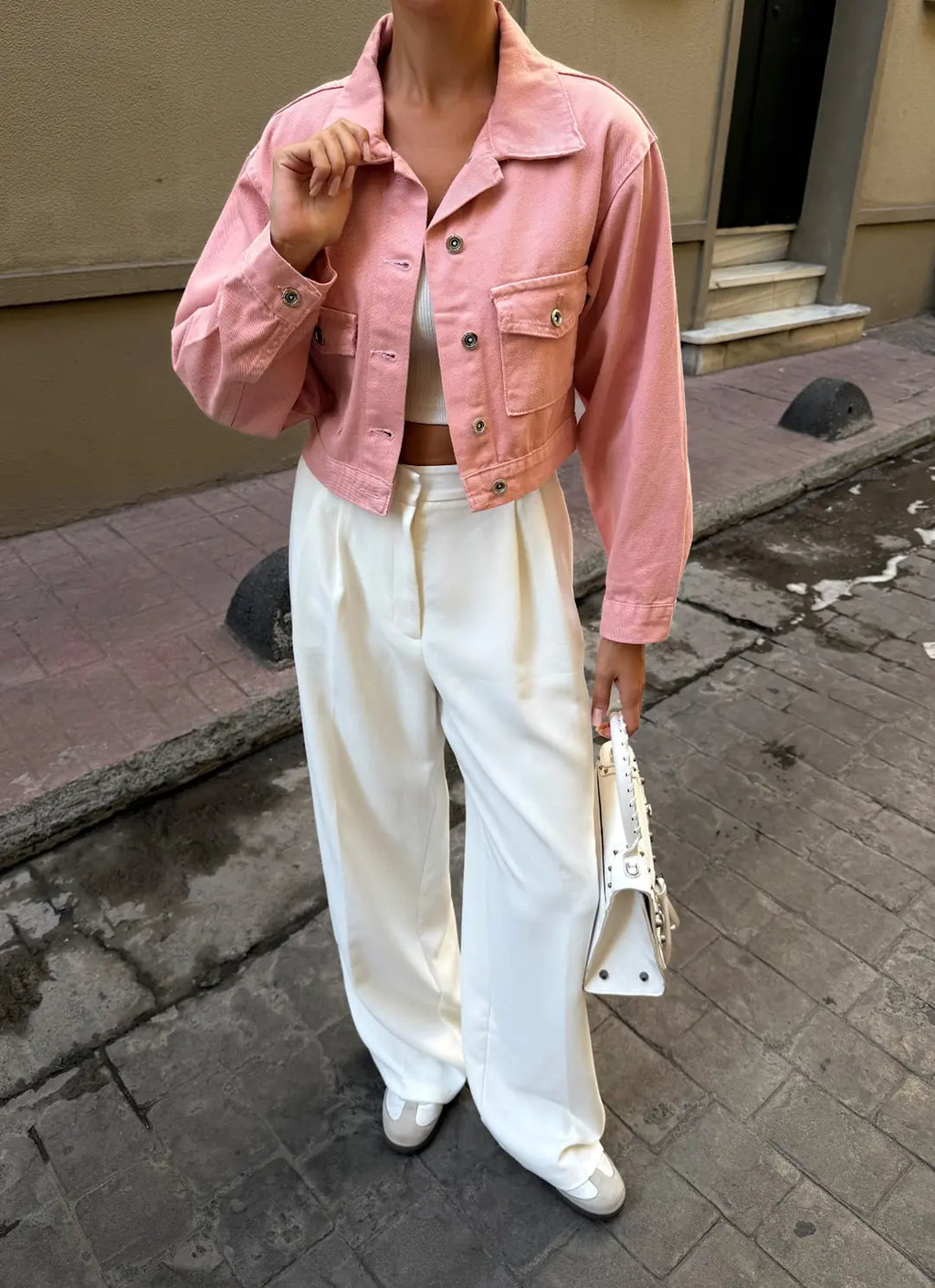 Çift Cep Denim Crop Ceket - WEST CLUB
