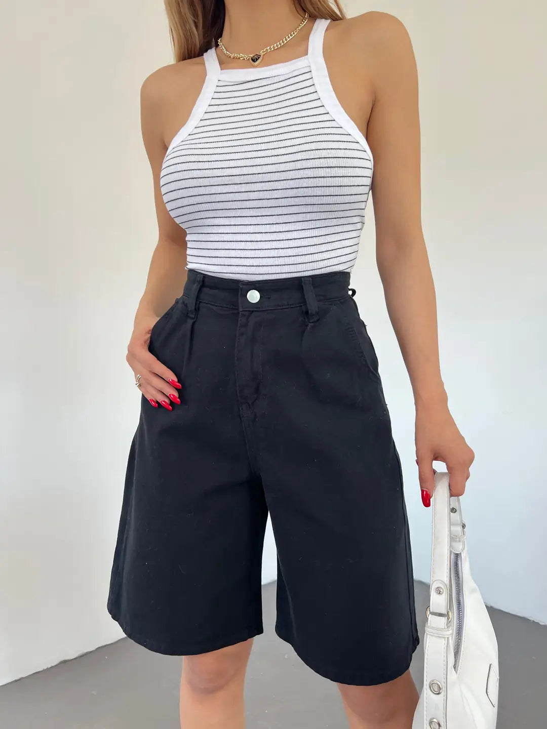 Çift Cepli Bermuda Denim Şort - WEST CLUB