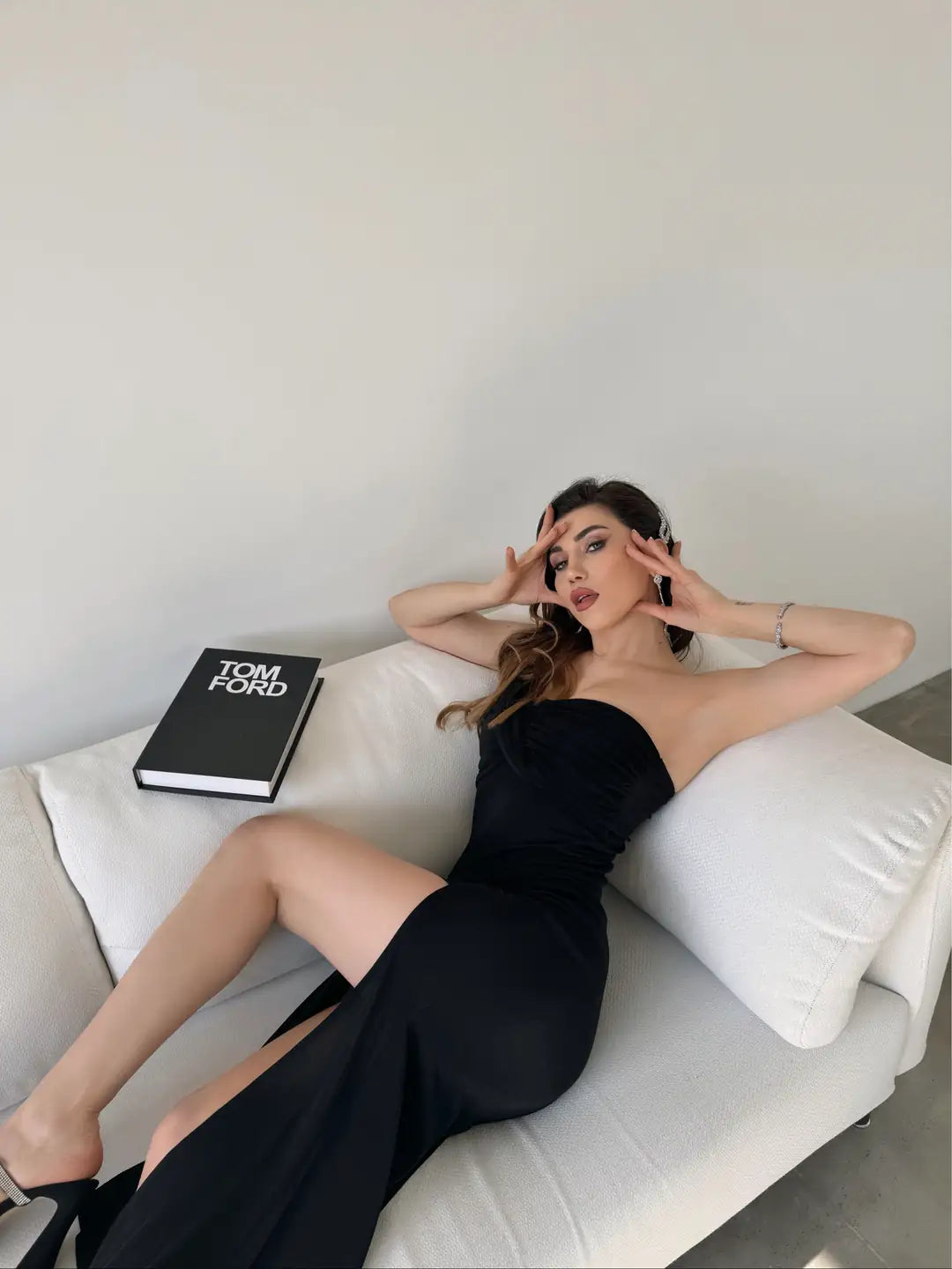 Tek Omuz Derin Yırtmaç Detaylı Buzzy Elbise - WEST CLUB