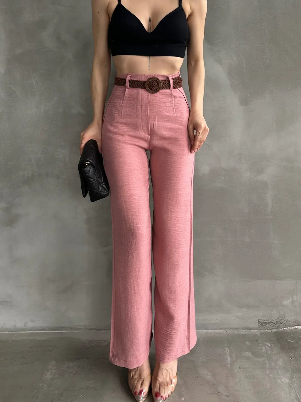Beli Kemerli Keten Pantolon - WEST CLUB