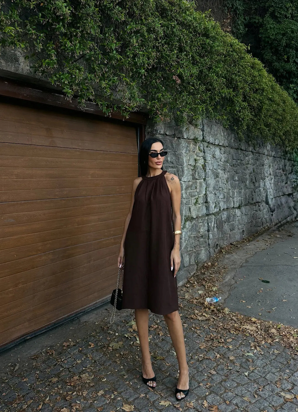 Halter Yaka Dokuma Midi Elbise - WEST CLUB