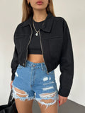 Fermuarlı Çift Cepli Denim Ceket - WEST CLUB
