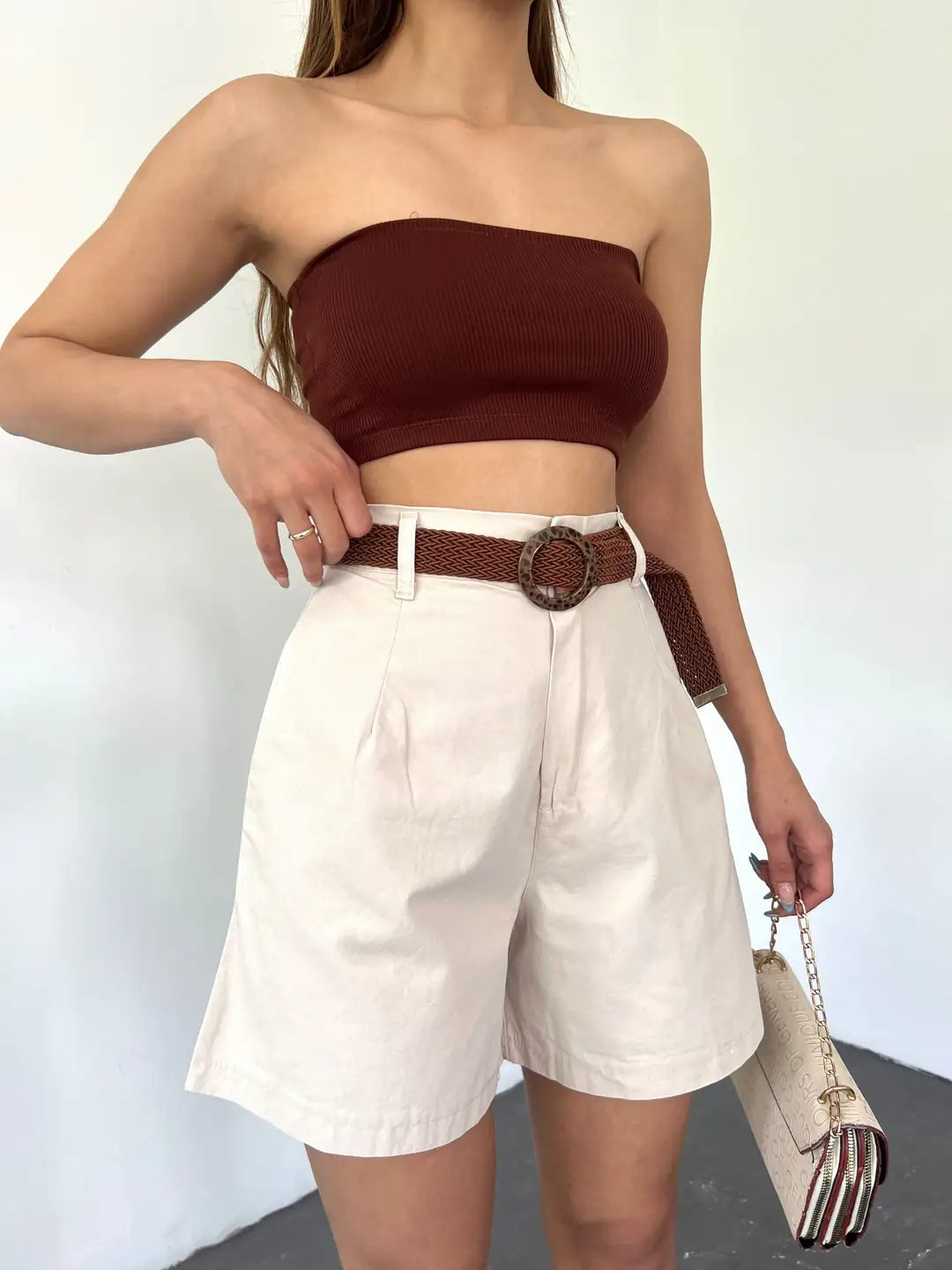 Kemerli Mom Kalıp Denim Şort - WEST CLUB