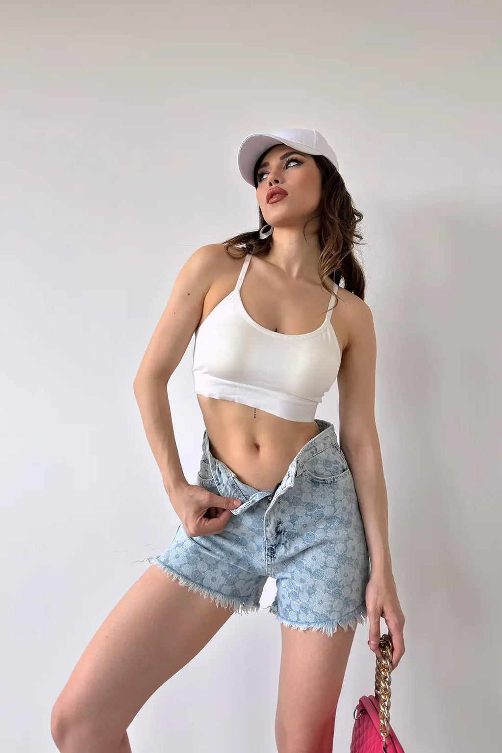 Paçası Püsküllü Desenli Denim Şort - WEST CLUB