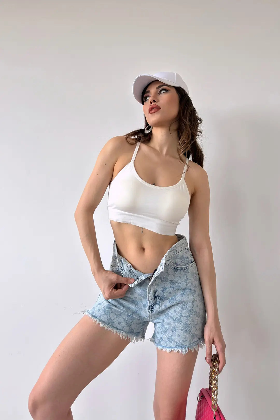 Paçası Püsküllü Desenli Denim Şort - WEST CLUB